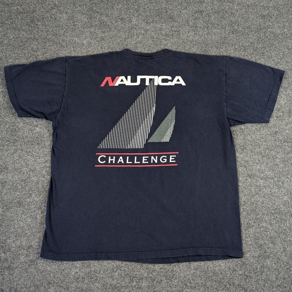 Nautica Challenge Vintage Navy Blue Graphic T-Shirt XXL Made in USA - Picture 2 of 11